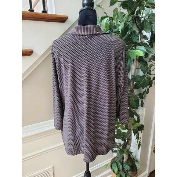 Maria Gabrielle Womens Black & White Polyester V-Neck Long Sleeve Top Blouse 2XL - Picture 7 of 10